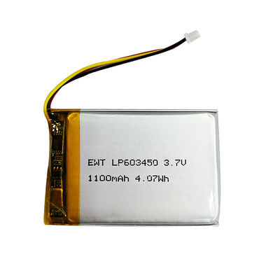 黒いリチウムポリマーバッテリー 再充電可能 3.7v 1100mah リポバッテリーパック