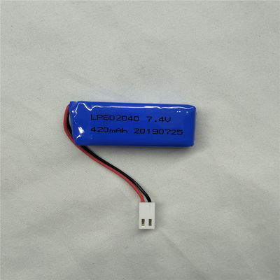 LP602040 7.4V 420mAh リチウムポリマーバッテリー 安全機能 放電防止 -20°C ~ 45°C