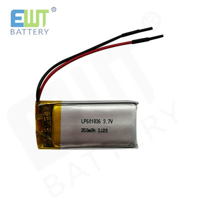 LP601836 3.7V 350mAh リチウムポリマーバッテリー 1S1P 耐久性のある航空または海上輸送