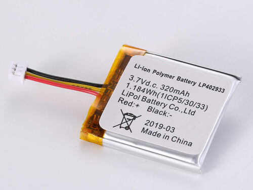 パワフルな3.7V 320MAH LP402933 リチウムイオンバッテリー 500-1000サイクルと幅広い温度範囲