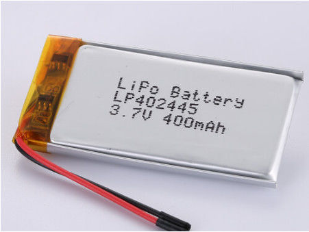 LP402445 3.7V 400MAH シルバーホイルと透明PVCリチウムポリマー電池 50mmワイヤー付き 赤線と黒線 リチウムコバルト酸化物