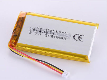 OEM対応 LP583864 3.7V 2080MAH リイオン電池 1 年間の保存期間と高容量リポパック